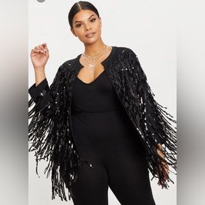 Black Sequin Fringe Jacket